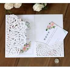 Holiday Greeting Card Celebration Invitation Marriage Card Laser Cut Rose Invitation Card